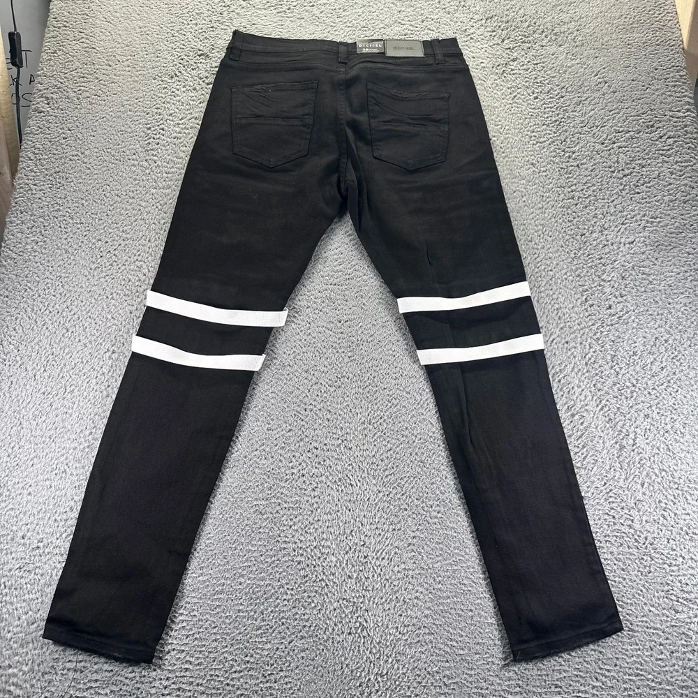 Decibel Jeans Mens 38x33 Black Cotton‎ Denim Straight Grunge Distressed Stretch